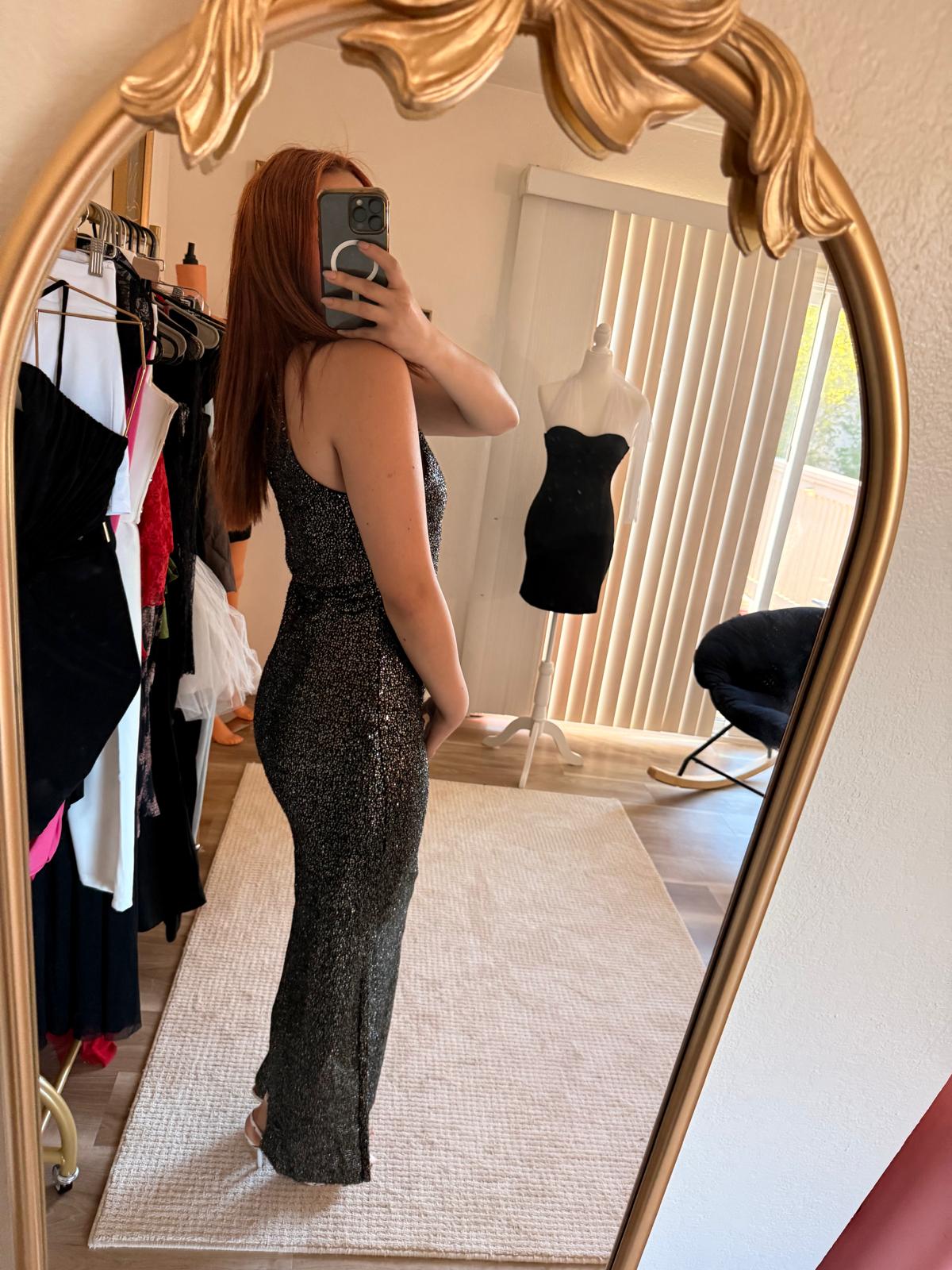 Sparkling Silver Halter Maxi Dress