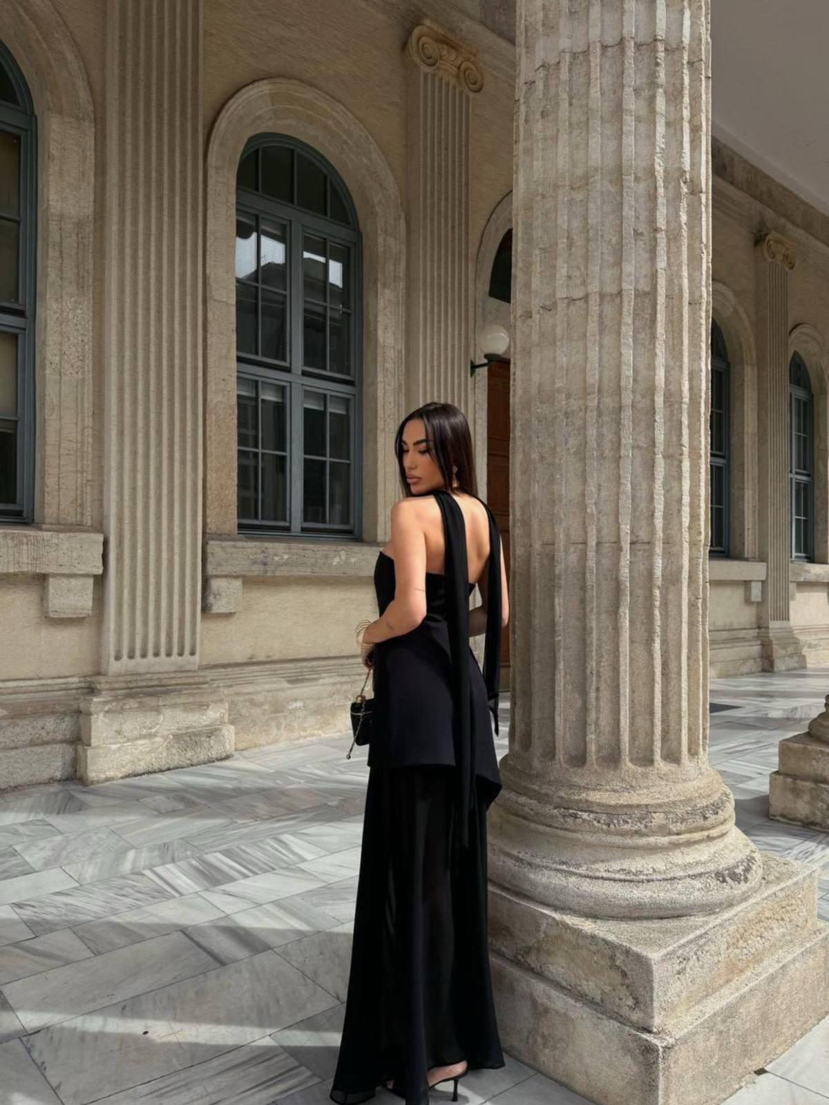 Midnight Muse  Sheer Hem Evening Gown