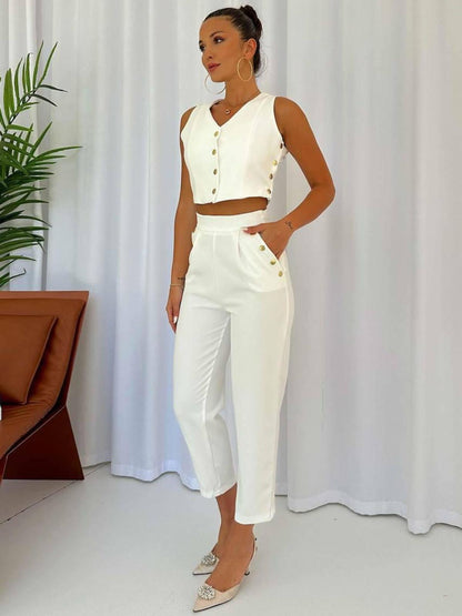 Luxe Deep V Vest & Pants Set