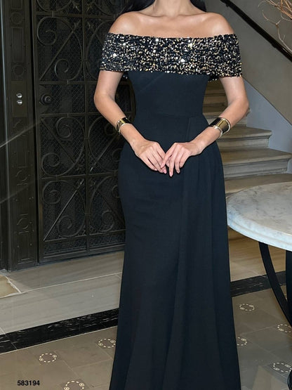 Black Embellished Evening Gown