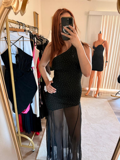 Crystal One Shoulder Maxi Dress