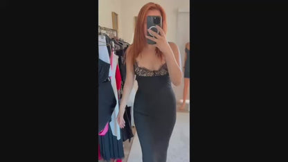 Black Lace Bust Bodycon Maxi dress